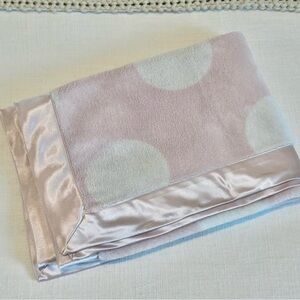 Nordstrom Baby Pink and White Polka Dot Blanket with Satin Trim